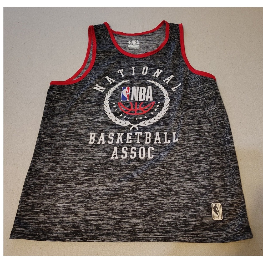 NBA National Basketball Association Tank Top Men's Large Gray Red Athletic 7
